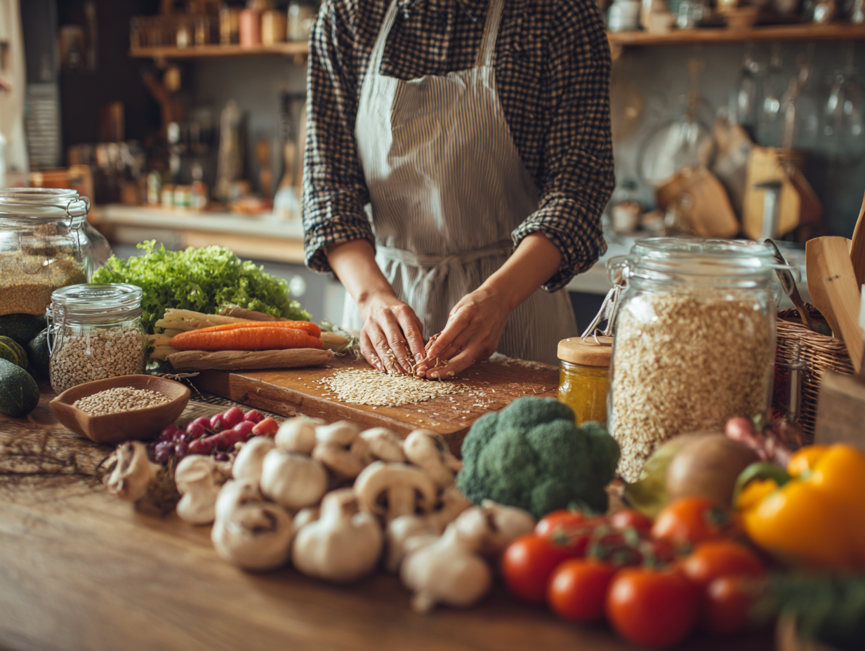 Farebné a čerstvé jedlo na stole